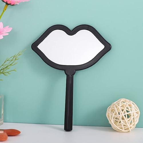 Miniatura 5 de Beavorty Espejo de maquillaje de viaje, 7 piezas, espejos cosméticos de mano, espejo de maquillaje en forma de labio, espejo de escritorio para el