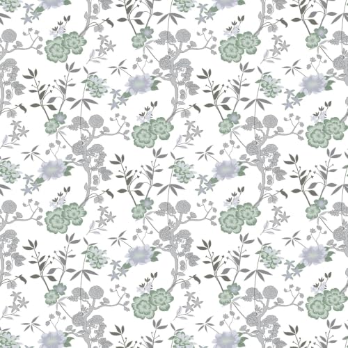 Image of LORETO - A QUALITY LINEN BRAND 144 TC 100% Pure Cotton Single Fitted Bedsheet with 1 Pillow Cover for 72 x 36 Inch Mattress, All-Around Elastic, 8 Inch Deep Pocket, Sage Green Floral Harmony
