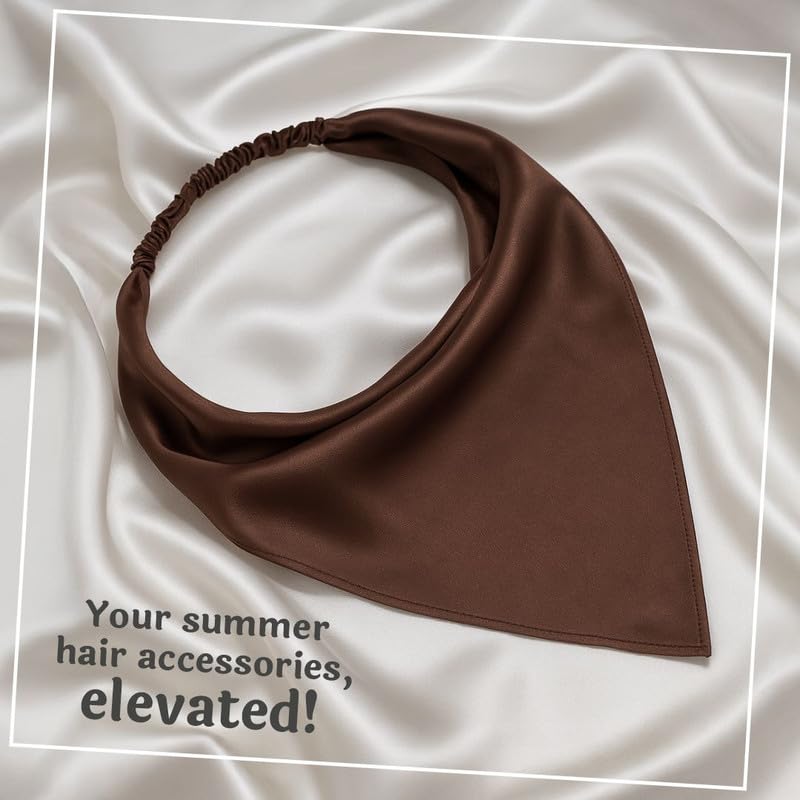 Image of Hair Drama Co. Elastic Bandana Head Scarf for Women | Silk Satin Head Wrap Bandana Scarves | Boho Style Statement Headband Stylish Design | All Day Wear Scarves | Hair Scarf Accessories