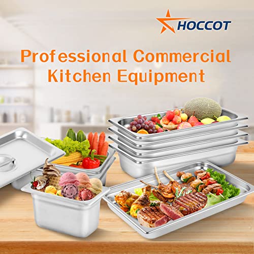 Hoccot 6 Pack Pans 1/2 Size 2.6" Deep, 304 Stainless Steel, Commercial Hotel Pan, Steam Table Pan, Catering Food Pan #TOP6