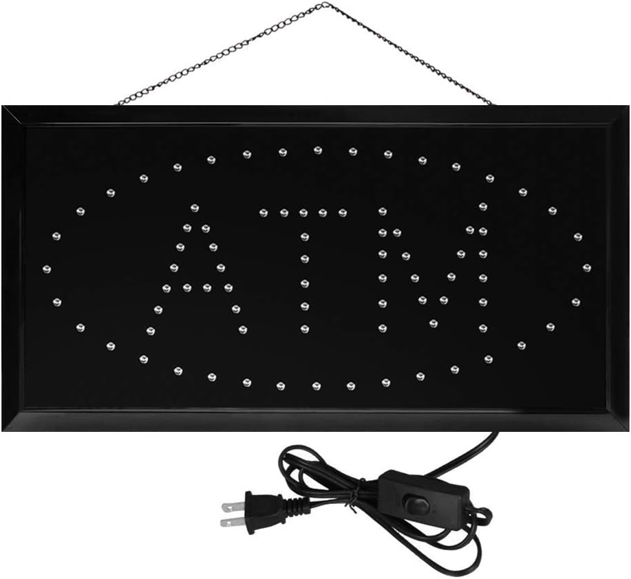 Boshen LED ATM Sign for Business LED Display Sign Display Animated Motion Advertisement Board with Switch Flashing & Steady Mode for Shops Window Stores 19" Lx 10"W(Square "ATM")