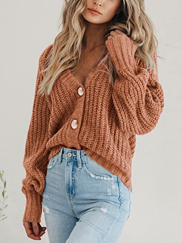 Image of PRETTYGARDEN Women's Chunky Knit Open Front Sweater Long Sleeve Button Loose Short Cardigan Outerwear Coats