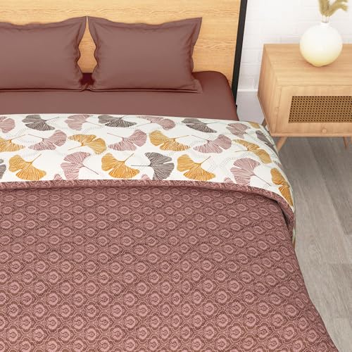 Image of Comforter Double Bed Blankets for Winter| 180GSM Microfiber 220 x250 cm Quilt Cooling Blankets for Summer | AC Comforter Double Bed | Light Grey & Stripes Pattern Reversible Design Duvet