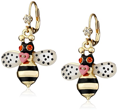 Betsey Johnson Gold-Plated Bumble Bee Drop Earrings