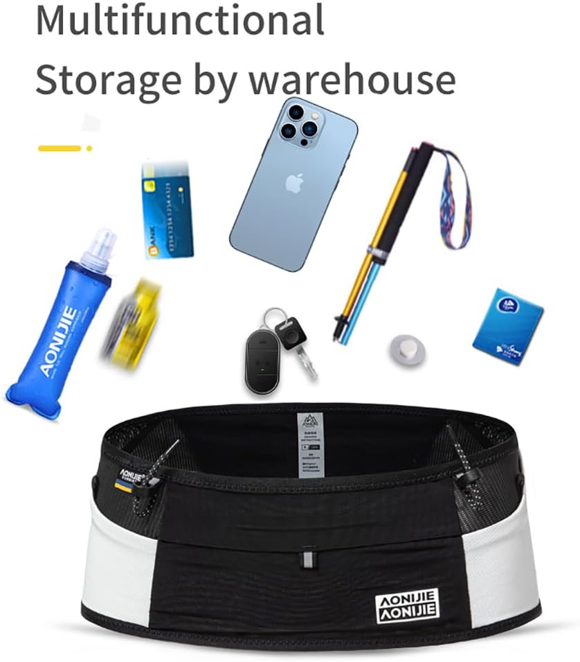 YOUGLE Running Belt with 250ml Soft Flask Comfortable and Breathable Waist Fanny Pack for Jogging Yoga Cycling Hiking Fitness (Large)