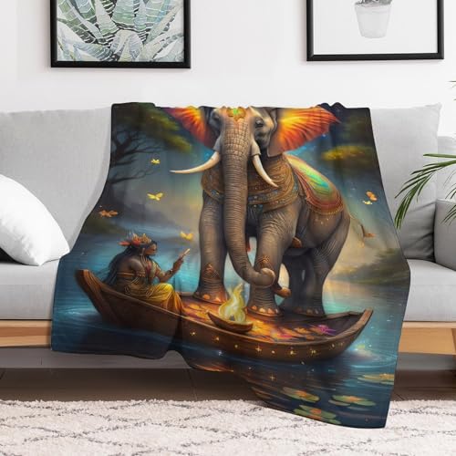 Couverture flanelle éléphant de haute qualité, plaid doux lit double