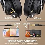 OneOdio Bluetooth over-ear headphones, closed studio headphones with share port, wired and wireless professional DJ headphones for electric drum, piano, guitar, AMP recording and monitoring. - 5