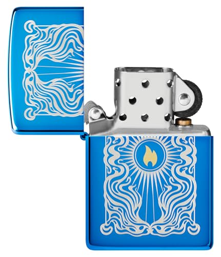 Encendedor Zippo diseño flame elegante azul miniatura 4