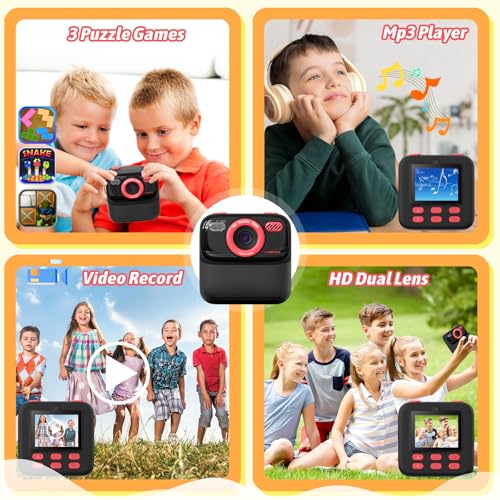 Kids Instant Digital Cameras for Boys and Girls, 1080P HD Dual-Lens Selfie Digital Camera with Print Paper & TF Card, Christmas Birthday Gifts Toys for Toddler and Teenagers Age 3-16 Years Old - image 4