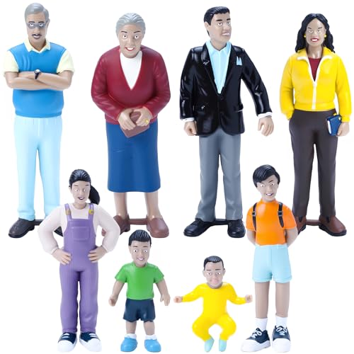 ONEST 8 Pieces Dollhouse People Action Figures Dollhouse Family for Table Decorations