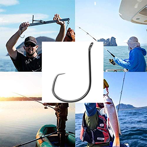 Angelhaken Kreis Haken Offset Octopus Schnabel Schwarz High Carbon Stahl Fischhaken geeignet für Süß- und Salzwasser – Bild 5