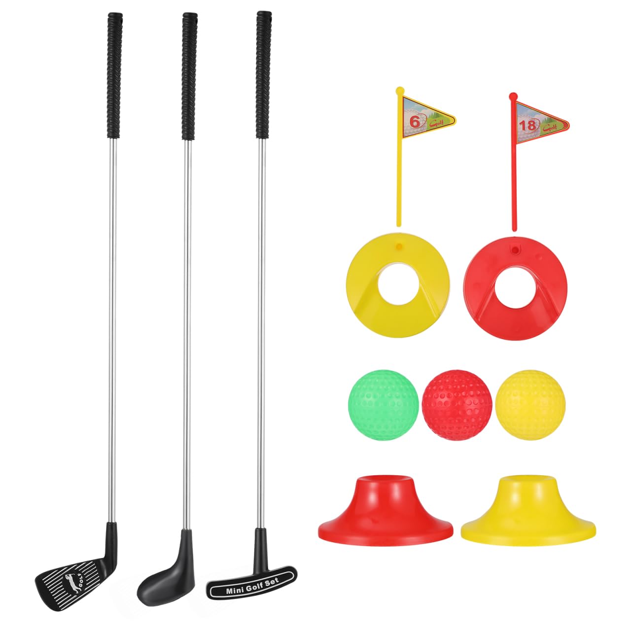 Toyvian Children Indoor Golf Toys - Golf Set with 3 Clubs 2 Practice Holes and 3 Balls for Kids Ages 3-12 - Perfect for Family Fun and Skill Development