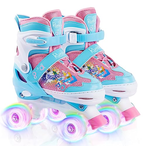 Runcinds Patins à roulettes réglables pour Tout-Petits de 4 Tailles pour Filles et Femmes avec Roues Lumineuses, Patins à roulettes pour Enfants pour débutants en Plein air intérieur