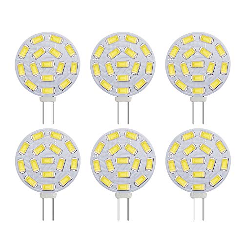 BOGAO G4 3W Bombillas LED, equivalentes a 20-30W Lámparas halógenas, Base G4 AC/DC 12V, 300 LM, Haz de inundación de 120 °, Iluminación empotrada, Iluminación de riel, Blanco (6000K, 6pcs)
