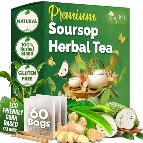 Image of TOG999, Premium Soursop Herbal Tea Bags | 60 Count | Loose Leaf Powder Blend with Soursop Leaves, Lemongrass, Ginger, Licorice Root & Orange Peel - Naturally Aromatic Herbal Tea. Vegan. Caffeine-Free (60 Bags Soursop Herbal Tea)
