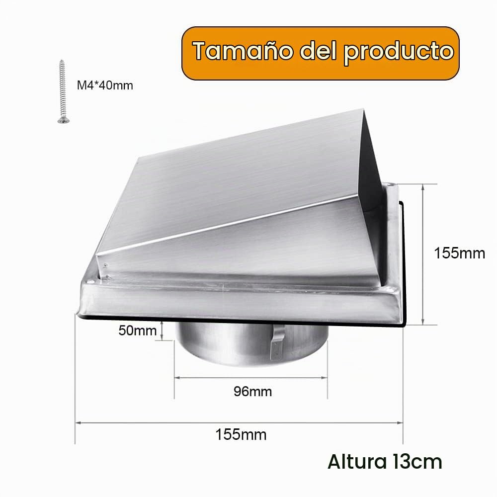 100mm Rejilla Ventilación Acero Inoxidable Rejilla Protectoras Malla Fina | Rejilla de Ventilación Rejilla Exterior de Pared Sistema Ventilación para Pared Exterior Tubería Extractor Cocina Chimenea
