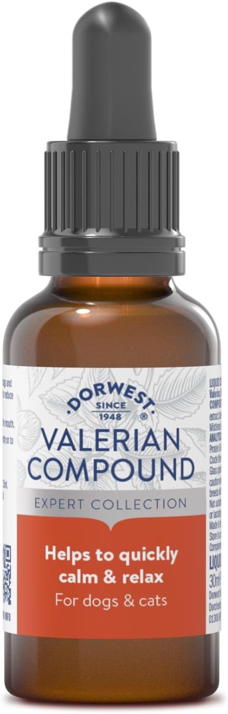 Image showcasing Dorwest Valerian Compound for Dogs and Cats, 30ml, Quick acting Dog ...