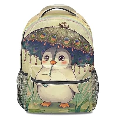 Ghibli Style - Zaino con stampa di pinguini, design a cartoni animati, multifunzionale, grande capacità, adatto per bambini e ragazzi, 04, L
