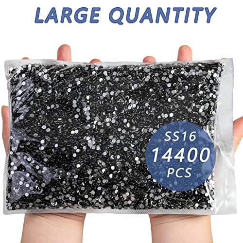 Image of Beadsland Flat Back Crystal Rhinestones Bulk, Jet Black, SS16, 14400pcs