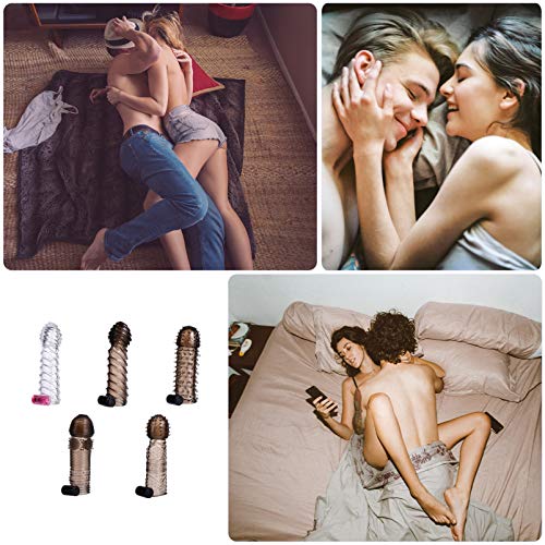 EXCEART 5 Stks Siliconen Vibrerende Penis Sleeve Vertraging Ejaculatie Ring Mannelijke Penis Ring Gemengde Stijl - Image 5
