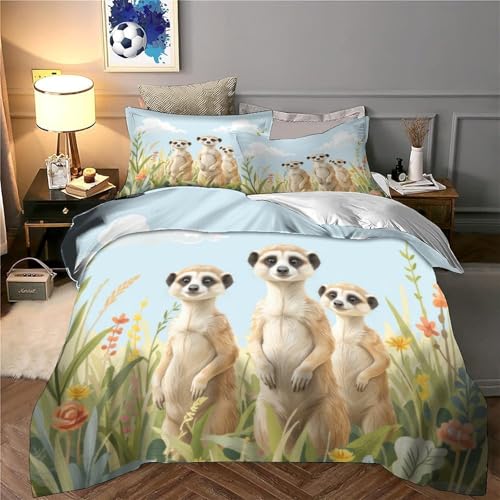 Parure de lit suricates super douce impression 3D haute définition microfibre premium