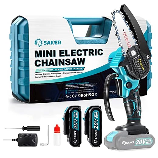 Saker Mini Chainsaw,Portable Electric Best Chainsaw Cordless,Small Handheld Chain Saw Pruning Shears Chainsaw for Tree Branches, Courtyard and Garden(SAKER MINI CHAINSAW + 2 BATTERIES)
