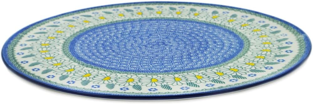 Polmedia Polish Pottery Pizza Plate - Crazy Daisy Pattern Handmade in Boleslawiec Poland by Ceramika Artystyczna + Certificate of Authenticity