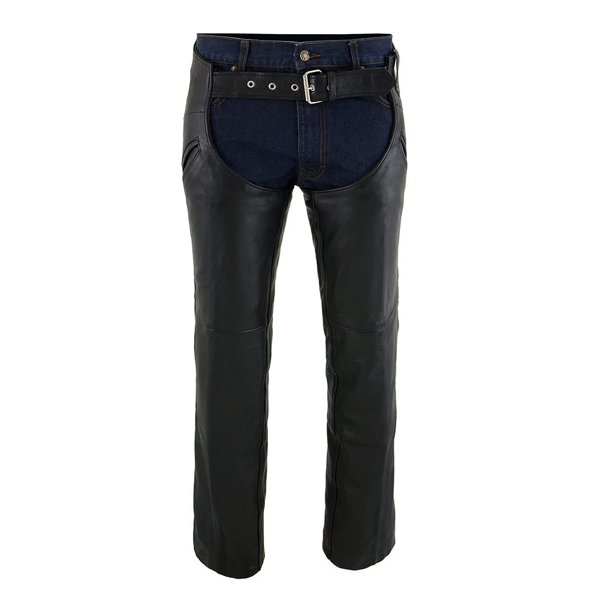 Milwaukee Leather Chaps for ML1103-2X-Large Motorradchaps für Herren, Premium-Leder, mit ausklappbarem Thermofutter, Schlitztasche, Schwarz