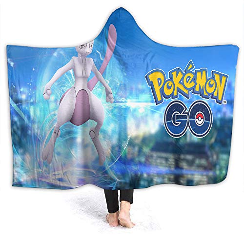 Pikachu Camping Hooded Blanket Anime Poke-mon Microplush, Functional Little Kids Size 50 x 40 Inch