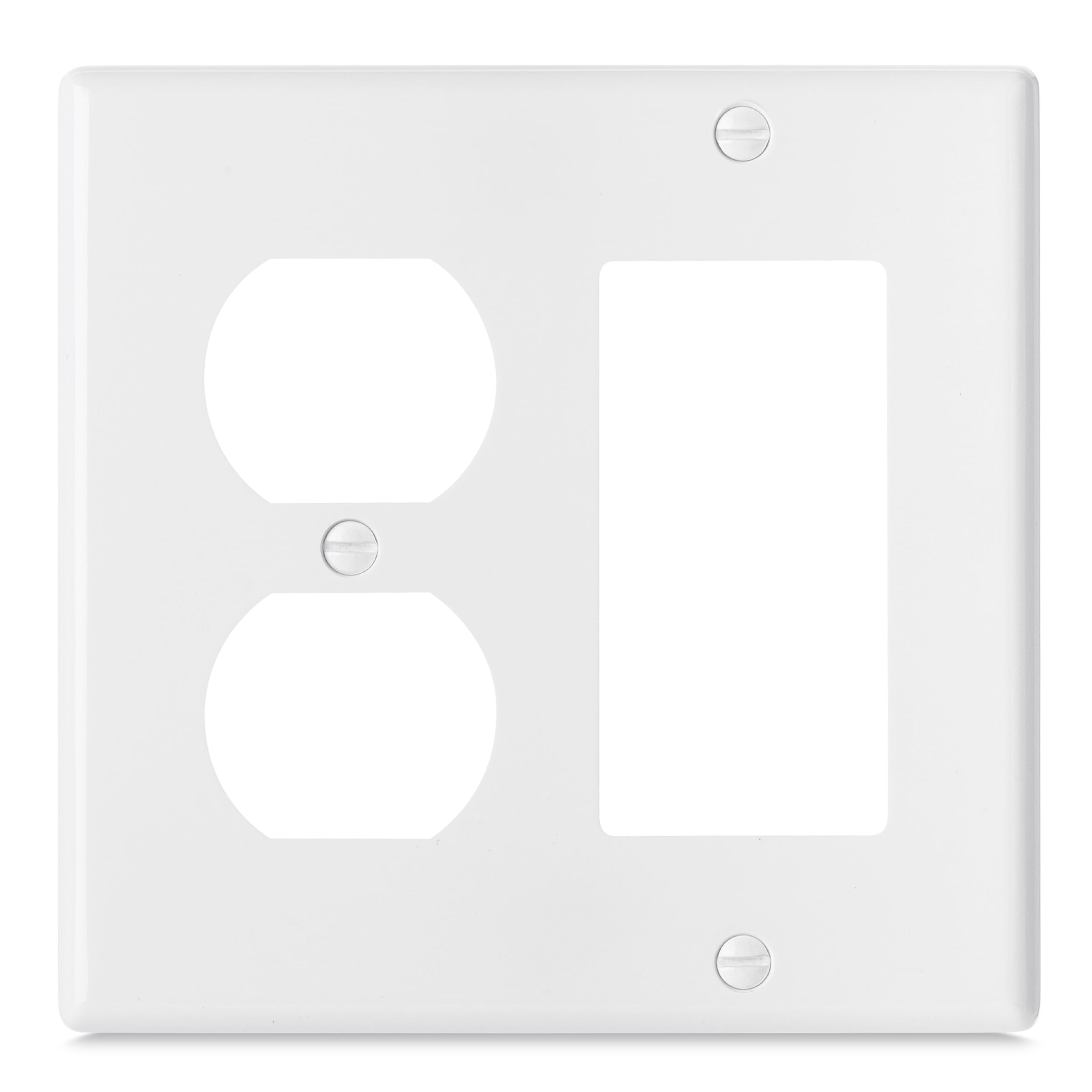 Bates- Combination Wall Plate, Decorator/Blank, 2 Gang Wall Plate, Wall Switch Plate Cover, 2 Gang Switch Plate, StandardSize|Color:White,PolycarbonateThermoplastic-image-47
