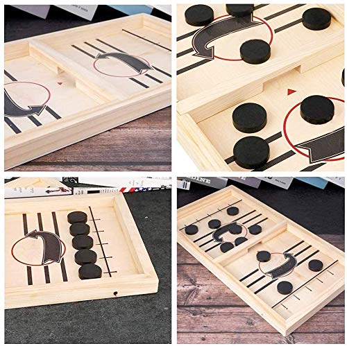 Moopok Fast Sling Puck Game,Wooden Hockey Game Sling Puck.desktop Battle Wooden Sling Hockey Table Game,Adults And Kids Family Games #TOP3