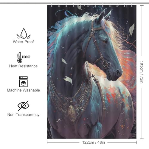 Cheval rideau de douche imperméable en polyester pour baignoire d'angle 122x183cm