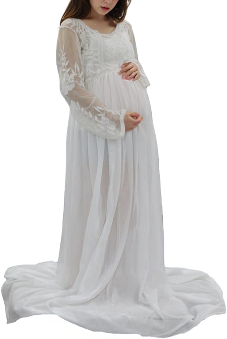 Maternity Photography Prop Sexy Fancy Maternity Floral Lace Dress Chiffon Maternity Gown Photography Maxi Dress