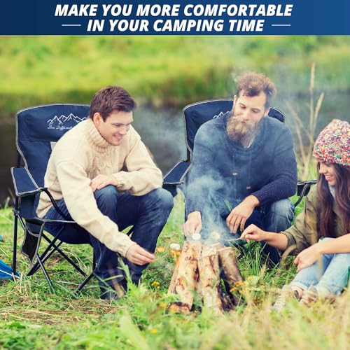 SAILARY Oversized Mesh Folding Camping Chairs - Portable Outdoor Seating with 325 lbs Capacity, Cup Holder, Storage Pocket, and Carry Bag in Blue - Image 2