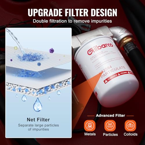 VEVOR Portable Diesel & Gasoline Tank, 48 Gallon, 10.6GPM Flow Rate, Diesel Fuel Tank with 12V Electric Transfer Pump, 13.1ft Hose, Auto Fueling Nozzle, Transfer Tank for Easy Fuel Transportation, Red