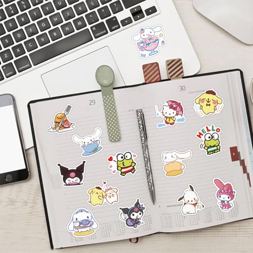 100Pcs Anime Stickers, MyMelody&Kuromi Cute Stickers Pack Waterproof Aesthetic Vinyl Skateboard Stickers for Teens Girls Kids - Image 4