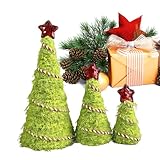 Kleiner Weihnachtsbaum | Plüsch-Tischaufsätze – Miniatur-Weihnachtsbaum-Schreibtisch-Dekoration | für Innenbereich, Schlafzimmer, Wohnzimmer, Büro, Bauernhaus, Winter, Outdoor, Garten