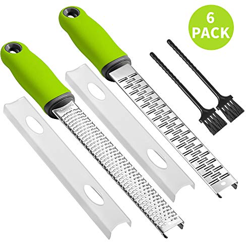Rallador de cítricos de Acero Inoxidable Manual 2 Piezas con Cepillo de Limpieza y Tapa de protección Zester para la Cáscara de Limón,Queso, Chocolate, Verduras