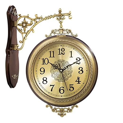 Aero Snail Retro Double-Sided Wall Clock Decoration 360° Rotating Roman & Arabic Numerals Luxury Non-Ticking Silent Hanging Watch