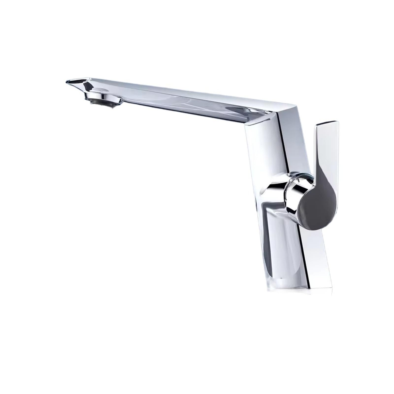 Grifo Para Lavabo De Baño Cromado/gris Metalizado, Monomando, Mezclador Agua Fría Y Caliente, Para Encimera(B)