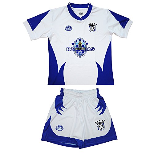 Honduras Youth Soccer Uniform, Home and Away, Jersey and Short, 100% Polyester, Sublimated Design (White, 10)