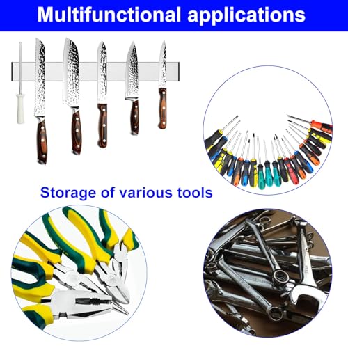 30cm argento Barra Magnetica per Coltelli con Magnete Extra Forte, Striscia magnetico che può essere installato senza forare, calamita coltelli cucina per Coltelli, Utensili - immagine 4