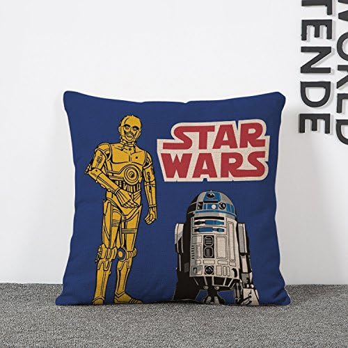 Miniatura 5 de Oceancube Funda de cojín de dibujos animados Star Wars Darth Vader Whiter Robot Funda de cojín para sofá y coche de 18.0 x 18.0in, bonita funda de