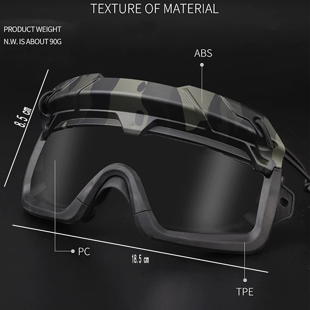 YABEME Occhiali di Protezione di Sicurezza Tattici Antiappannamento - 2 modalità, per Escursionismo Militare, CS Airsoft Paintball, Tiro A Segno, Caccia, Equitazione, Ciclismo,Verde