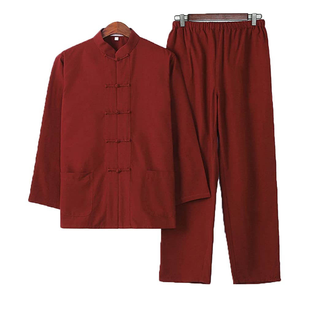 Chinois Traditionnel Manches Longues Tang Costume Kung Fu Uniforme Chemise pour Hommes Kung Fu Veste Pantalon, Coton Pur Tai Chi Uniforme, Hanfu Kung Fu Wing Chun Ch