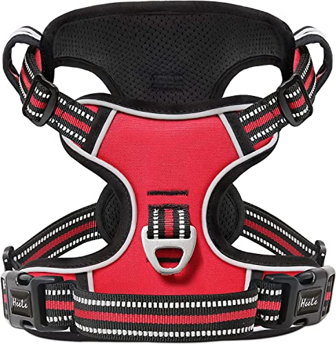 Image of HEELE Dog Harness Harness for Small Dogs No Pull Dog Vest Harness for Small Dog with Soft Handle Reflective for Outdoor Training, Red, S