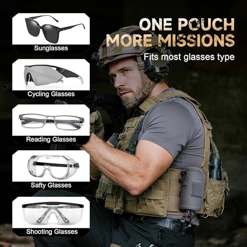 Image of Tactical Molle Glasses Case, Shockproof Eyeglass Pouch, Sunglass Case Hard Shell Protects Glasses
