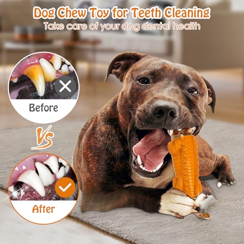 Image of Jeefome Dog Toy for Aggressive Chewers - Dog Chew Toy for Small&Medium & Large Dogs, Tough Dog Toy for Boredom & Anxiety Relief(Orange)