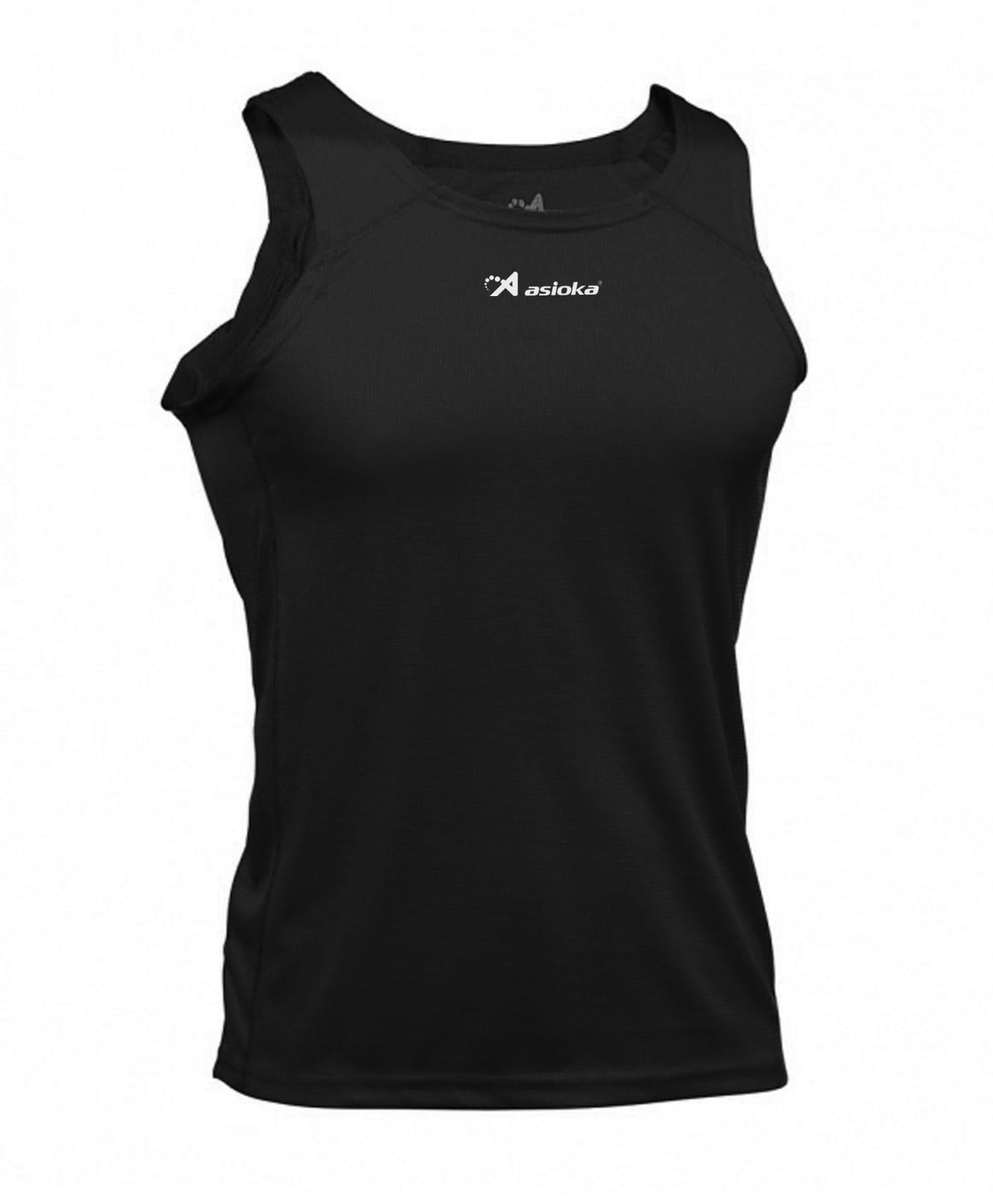 ASIOKA - Men's Sports Tank Top - Men's Running T-Shirt - Technical Tank Top - Black