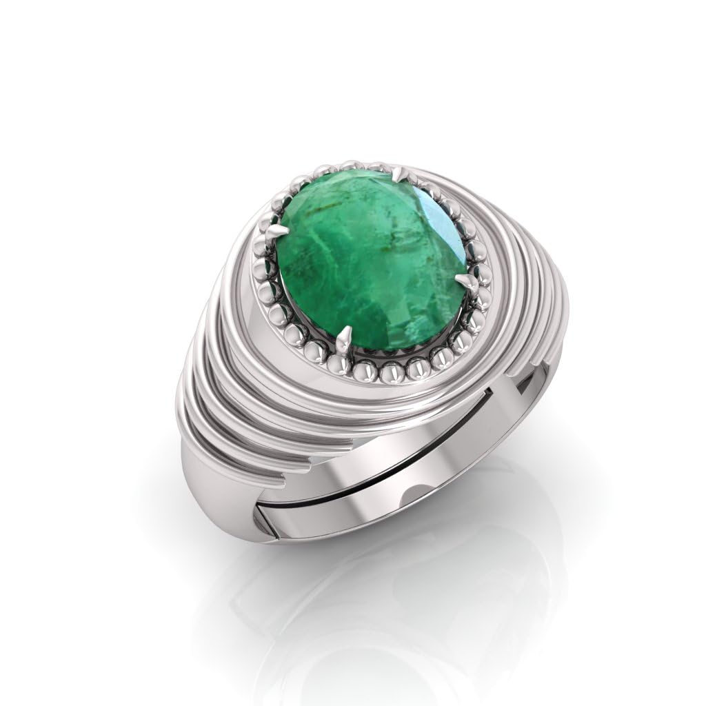 10.25 Ratti Panna Stone Original Certified Emerald Gemstone Adjustable Woman Man Ring With Lab Certificate(LF) Silver-image-49